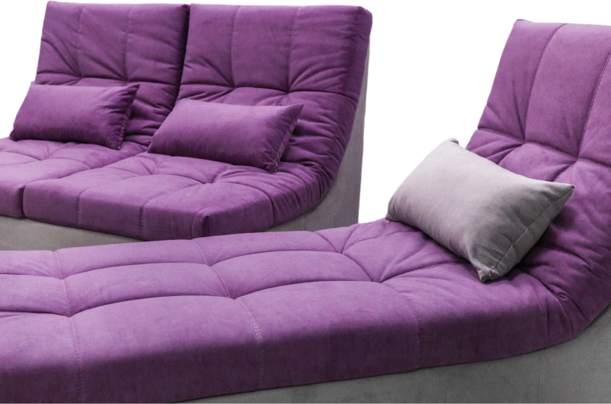 Диван угловой София 2 удлиненный, Tenerife italian plum, Tenerife silver, с задней тканью