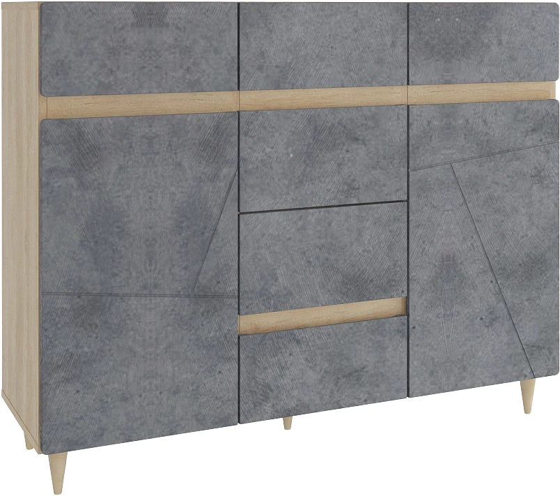 Комод Киото, Дуб небраска / Бетон тёмный