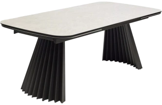 Кухонный стол раздвижной Astrid 200, TL-102 Бежевый мрамор, испанская керамика, Темно-серый каркас