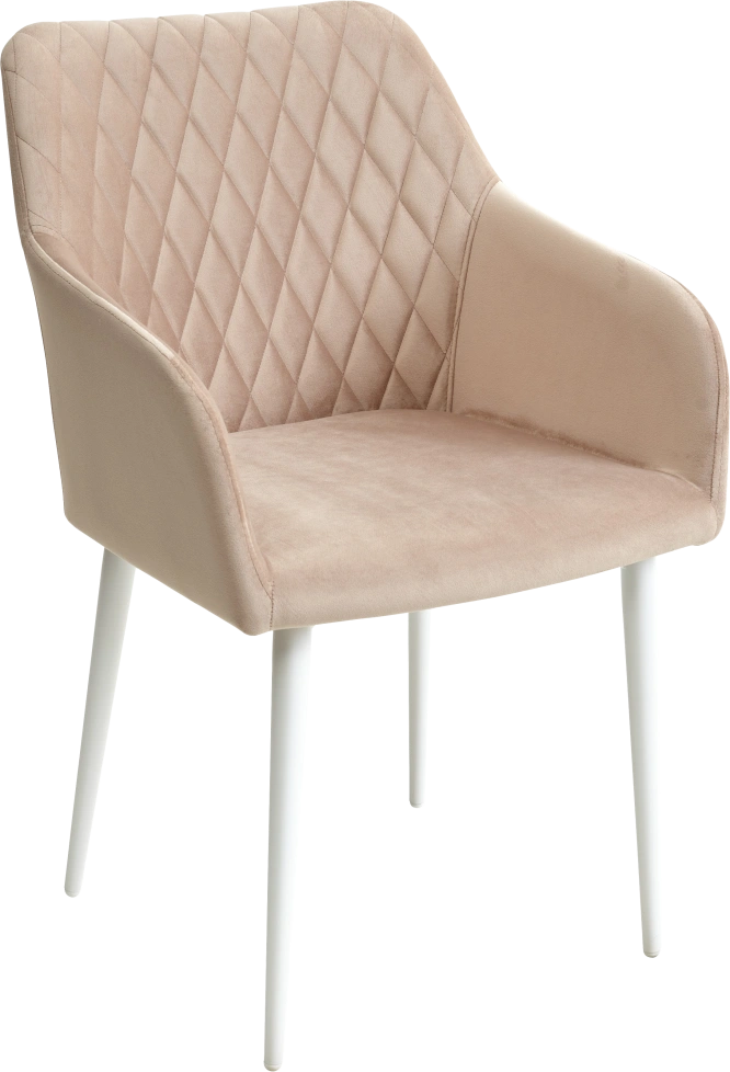 Стул Brandy-X, мягкий, Бежевый #5, белый каркас, велюр