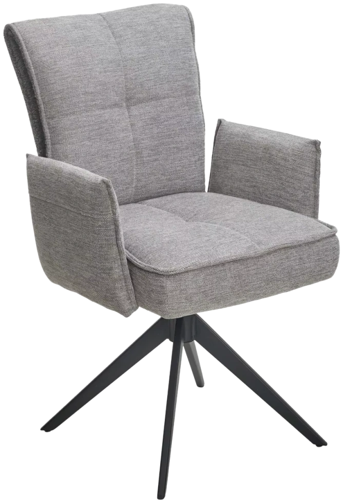 Стул Ponce, мягкий, поворотный, Brego-07 серый ткань, XD841-16 Серый букле, черный каркас