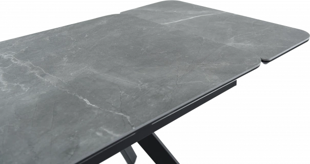Кухонный обеденный стол Leon, раздвижной, серый 120-184 см., Bayona Grey Natural, каркас черный 
