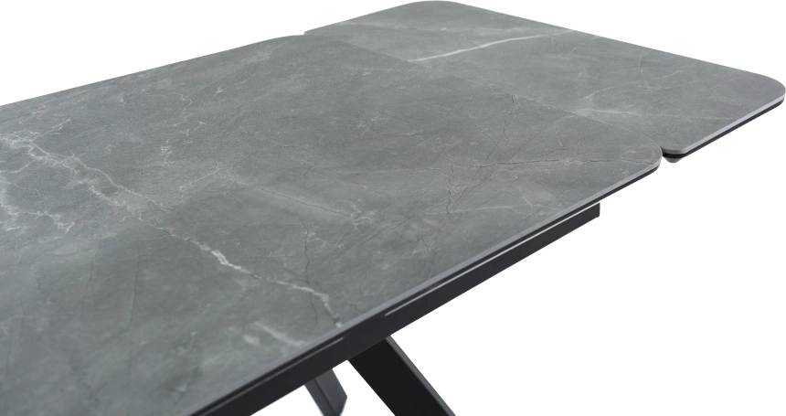 Кухонный обеденный стол Leon, раздвижной, серый 120-184 см., Bayona Grey Natural, каркас черный 