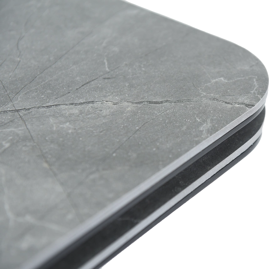 Кухонный обеденный стол Leon, раздвижной, серый 120-184 см., Bayona Grey Natural, каркас черный 