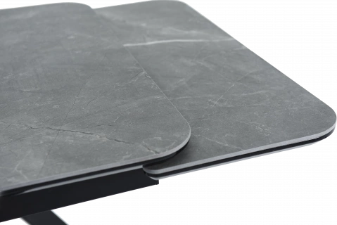 Кухонный обеденный стол Leon, раздвижной, серый 120-184 см., Bayona Grey Natural, каркас черный 