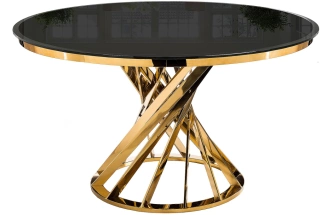 Обеденный стол Twist, стекло, gold / black