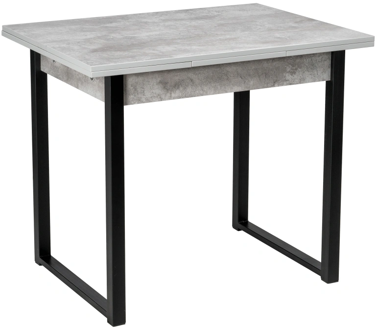 Кухонный раздвижной стол Форли, 90(150)х67х77, бетон / черный матовый