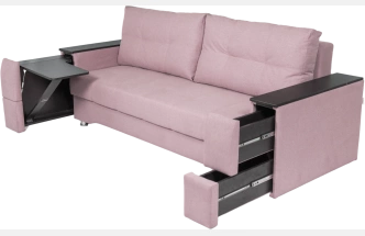 Диван прямой Атлант 2, ткань Candy lilac, декор Венге