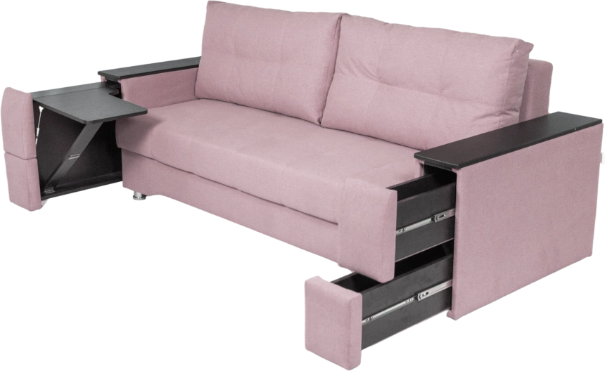 Диван прямой Атлант 2, ткань Candy lilac, декор Венге