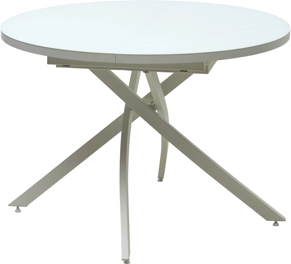 Кухонный стол раздвижной Дарио D110, Белый, стекло, Белый каркас