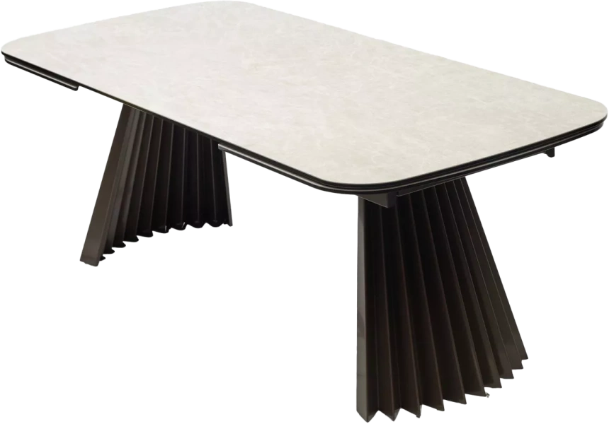 Кухонный стол раздвижной Astrid 200, TL-102 Бежевый мрамор, испанская керамика, Шоколадное золото каркас
