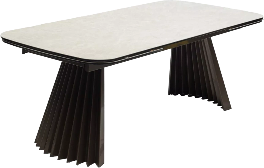 Кухонный стол раздвижной Astrid 200, TL-102 Бежевый мрамор, испанская керамика, Шоколадное золото каркас