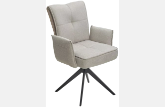 Стул Ponce, мягкий, поворотный, Brego-31 бежевый ткань, XD841-06 коричневый букле, черный каркас