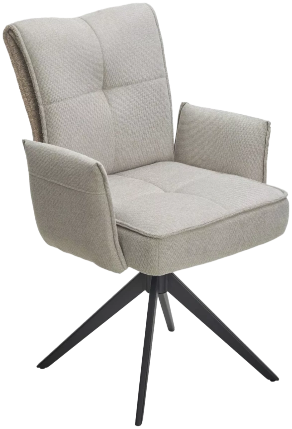 Стул Ponce, мягкий, поворотный, Brego-31 бежевый ткань, XD841-06 коричневый букле, черный каркас
