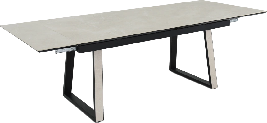 Кухонный обеденный стол Monaco, раздвижной 180, айвори Quadro Bayona ivory natural, каркас черный