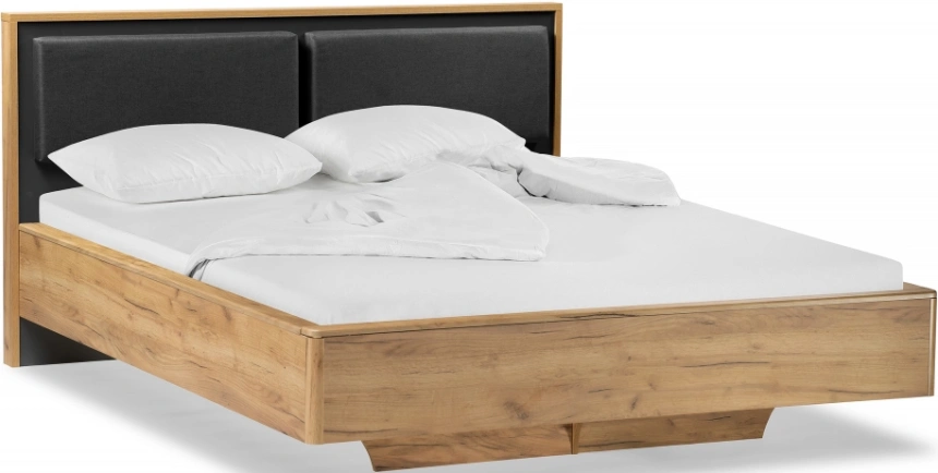 Двуспальная кровать Клауд, 160x200, парящая, дуб крафт золотой / антрацит