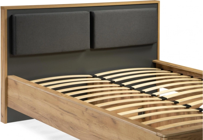 Двуспальная кровать Клауд, 160x200, парящая, дуб крафт золотой / антрацит