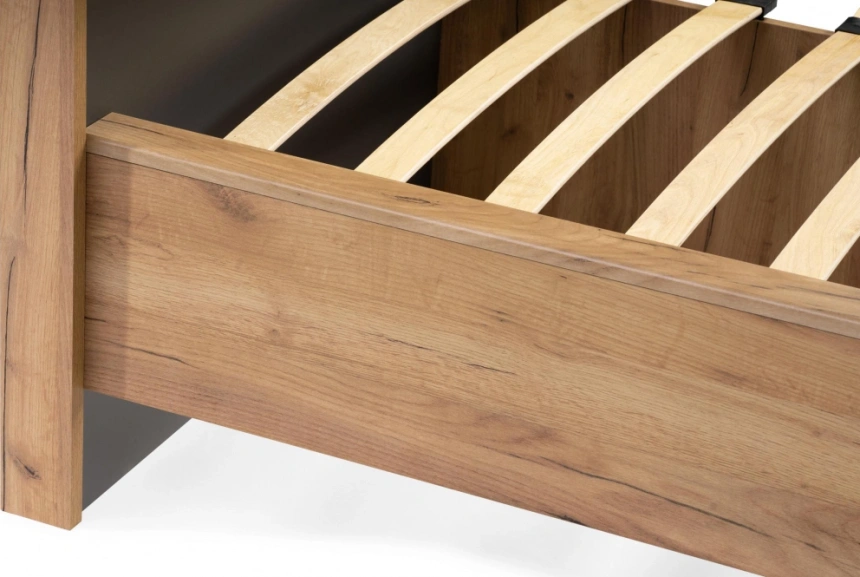 Двуспальная кровать Клауд, 160x200, парящая, дуб крафт золотой / антрацит