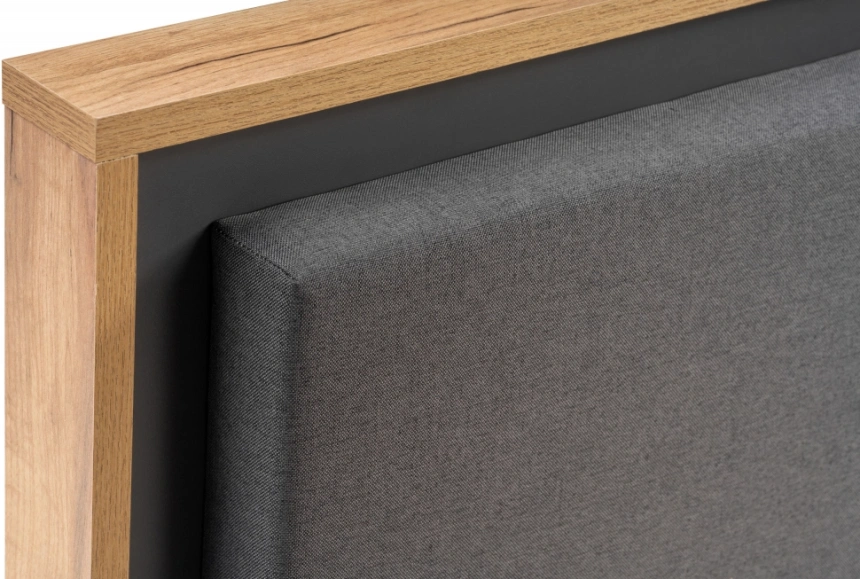 Двуспальная кровать Клауд, 160x200, парящая, дуб крафт золотой / антрацит