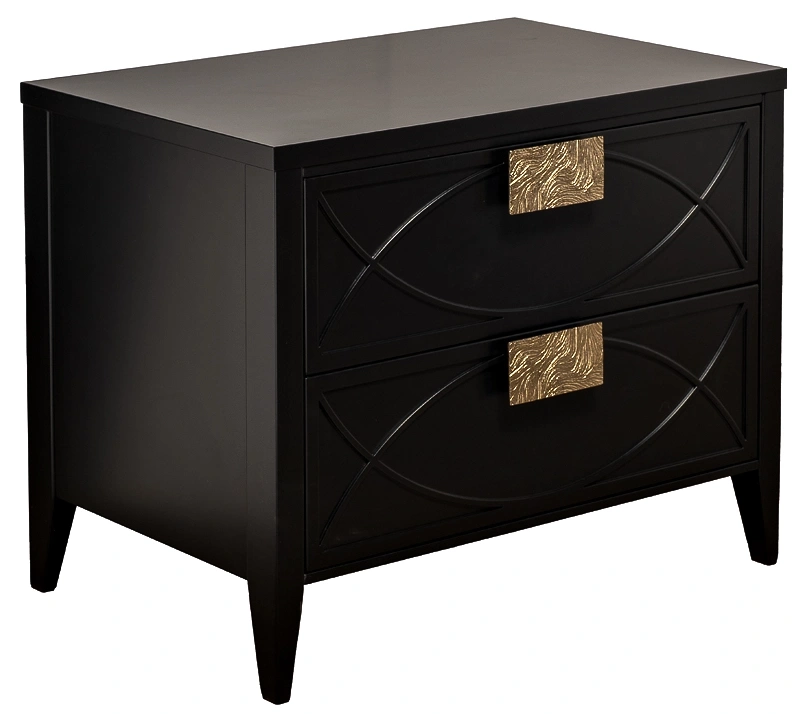 Тумба прикроватная 151SV-00008, с ящиками, черная