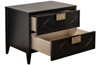 Тумба прикроватная 151SV-00008, с ящиками, черная