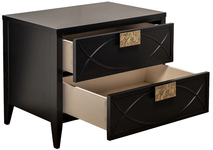 Тумба прикроватная 151SV-00008, с ящиками, черная