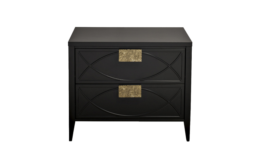 Тумба прикроватная 151SV-00008, с ящиками, черная