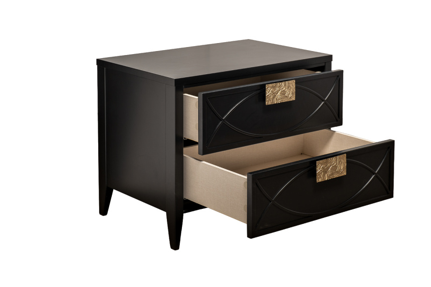 Тумба прикроватная 151SV-00008, с ящиками, черная