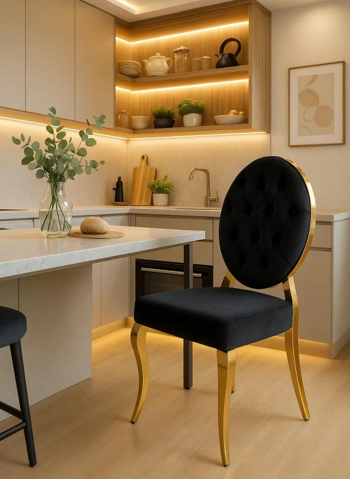 Стул Odda, на металлокаркасе, черный / золотой