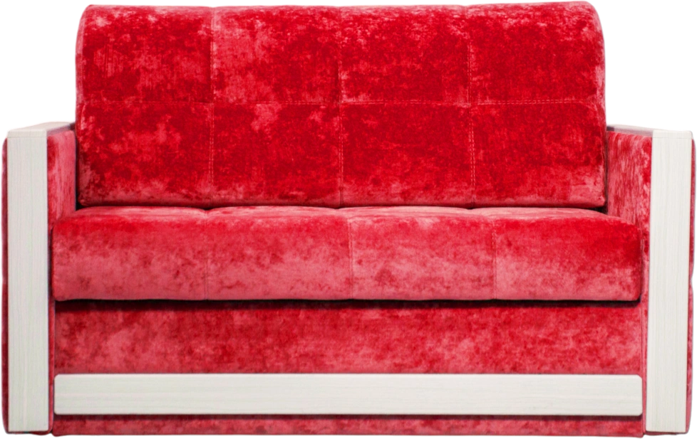 Диван прямой малый Адель 2, ткань Plush rubin, декор Рамух белый