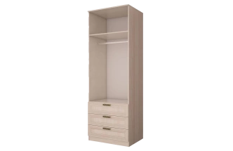 Шкаф Орион с ящиками, 78x221,5x58,5 Ясень шимо светлый/Лён