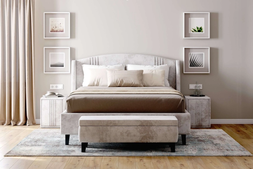 Банкетка Севилья, мягкая, с ящиком, тиффани бежевый