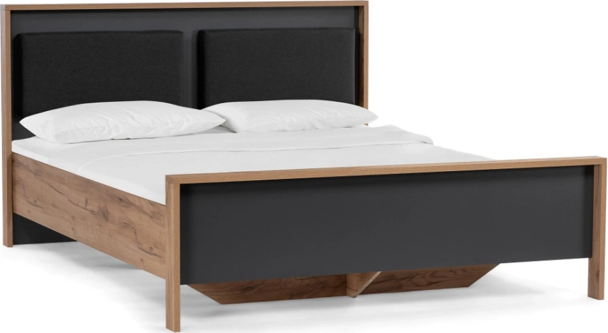 Двуспальная кровать Тхан, 180x200, дуб крафт золотой / антрацит