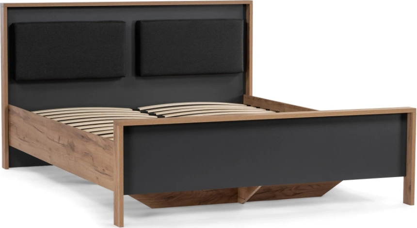Двуспальная кровать Тхан, 180x200, дуб крафт золотой / антрацит
