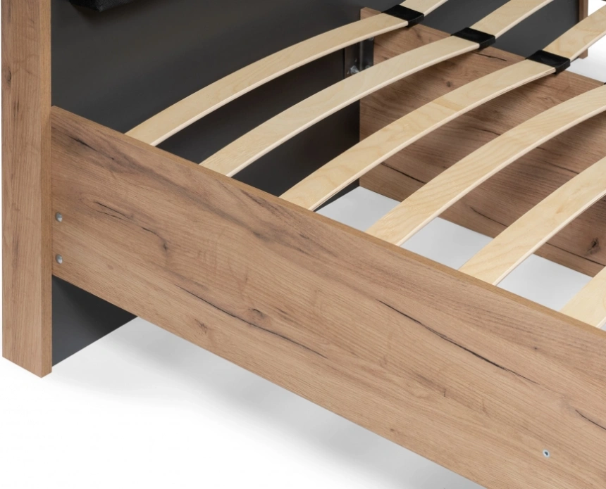 Двуспальная кровать Тхан, 180x200, дуб крафт золотой / антрацит