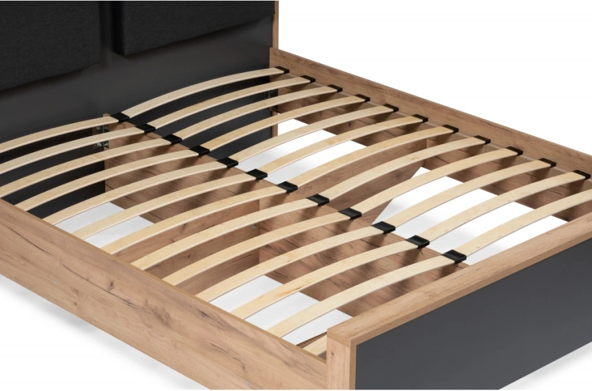 Двуспальная кровать Тхан, 180x200, дуб крафт золотой / антрацит