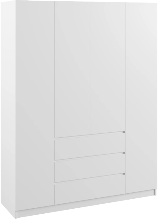 Шкаф четырехдверный Мадера, распашной для одежды, ЛДСП белый