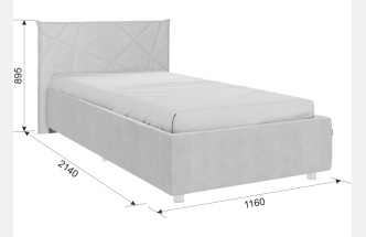 Кровать Бест, 90x200, с подъемным механизмом, велюр нежно-розовый