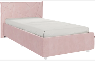 Кровать Бест, 90x200, с подъемным механизмом, велюр нежно-розовый