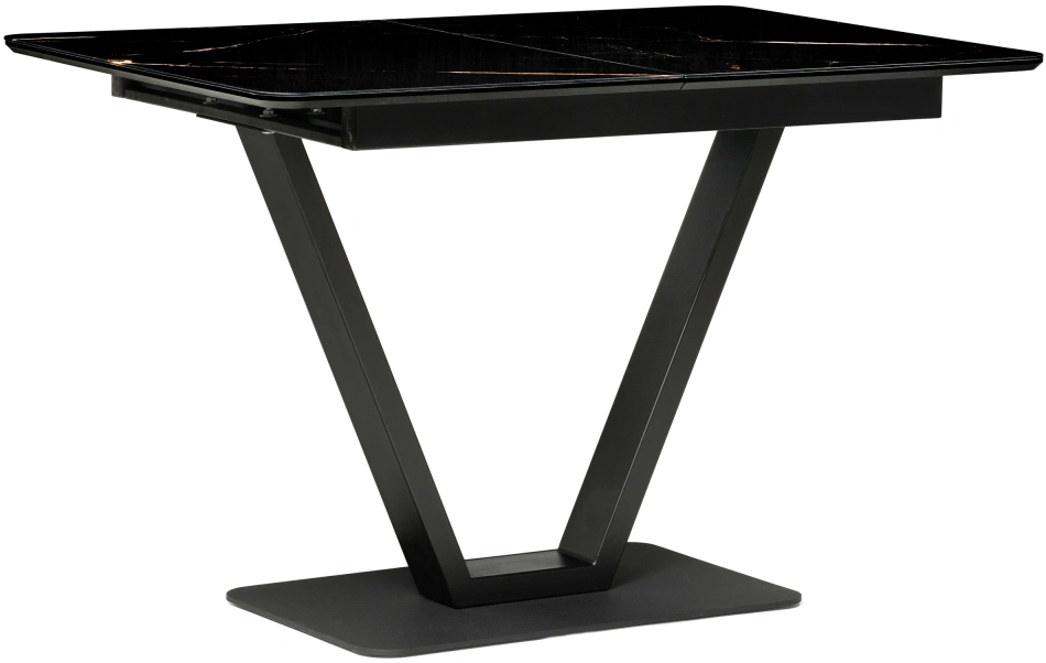 Кухонный раздвижной стол Бугун, 120(160)x80x77, стекло, обсидиан / черный