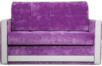 Диван прямой малый Адель 2,ткань Plush purple velvet, декор Рамух белый