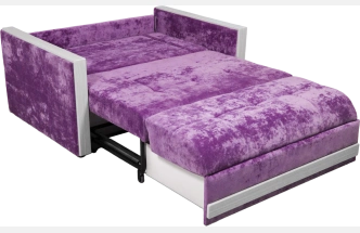 Диван прямой малый Адель 2,ткань Plush purple velvet, декор Рамух белый