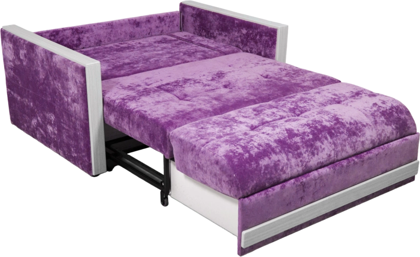 Диван прямой малый Адель 2,ткань Plush purple velvet, декор Рамух белый