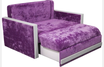 Диван прямой малый Адель 2,ткань Plush purple velvet, декор Рамух белый