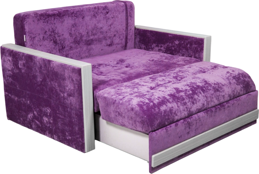 Диван прямой малый Адель 2,ткань Plush purple velvet, декор Рамух белый