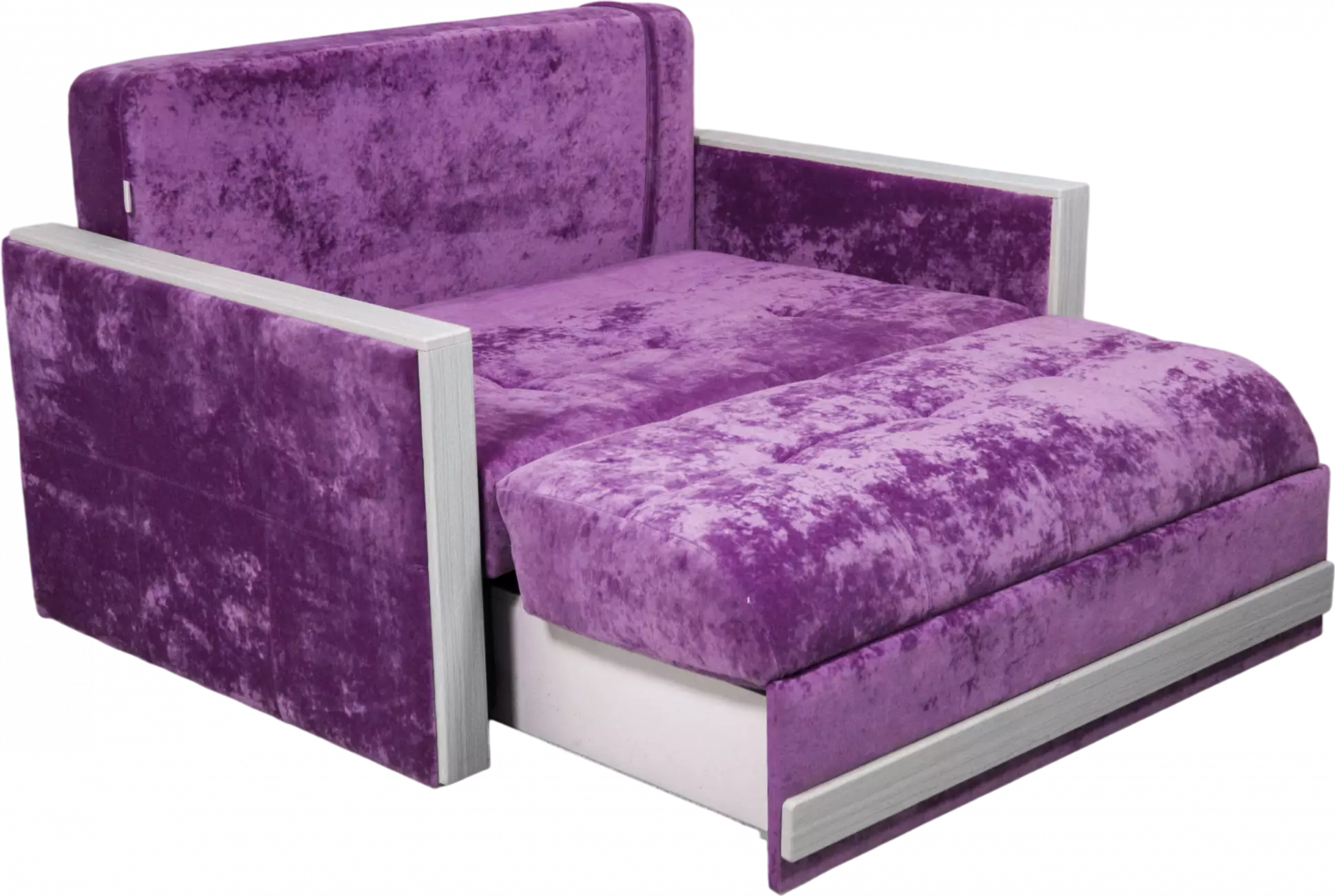 Диван прямой малый Адель 2,ткань Plush purple velvet, декор Рамух белый