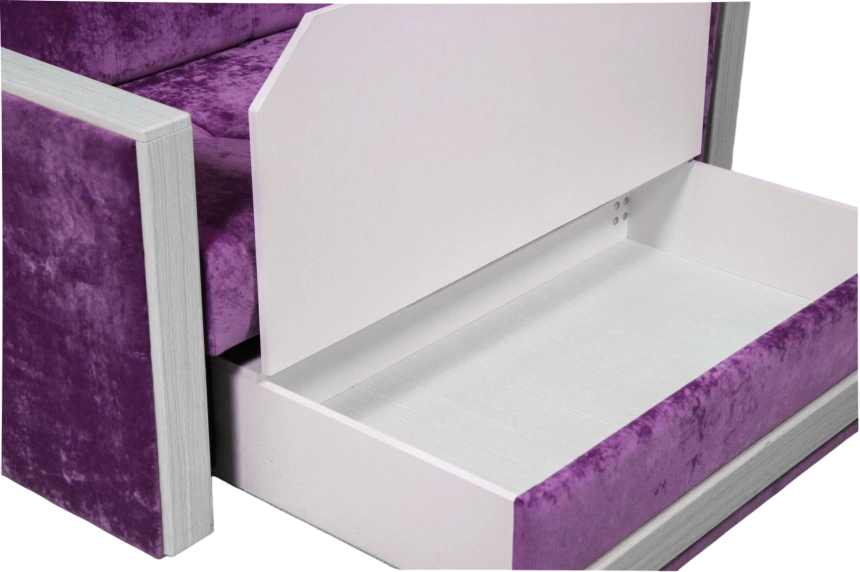 Диван прямой малый Адель 2,ткань Plush purple velvet, декор Рамух белый