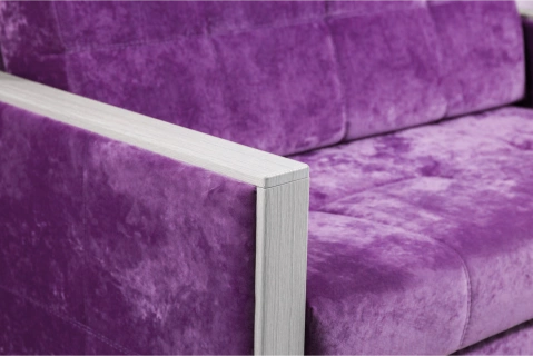 Диван прямой Адель 2,ткань Plush purple velvet, декор Рамух белый