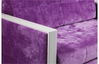 Диван прямой малый Адель 2,ткань Plush purple velvet, декор Рамух белый