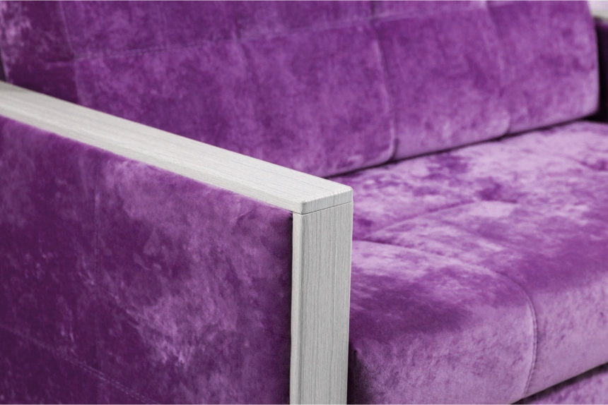 Диван прямой малый Адель 2,ткань Plush purple velvet, декор Рамух белый